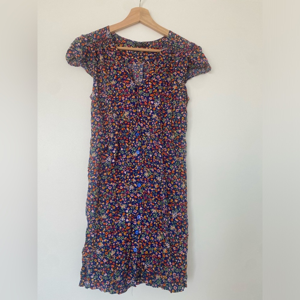 Woven short sleeve button down mini dress